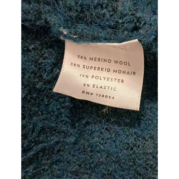 Ayr womens medium WOOL SUPERKID MOHAIR sweater turquoise blue pullover slouchy - Picture 8 of 9